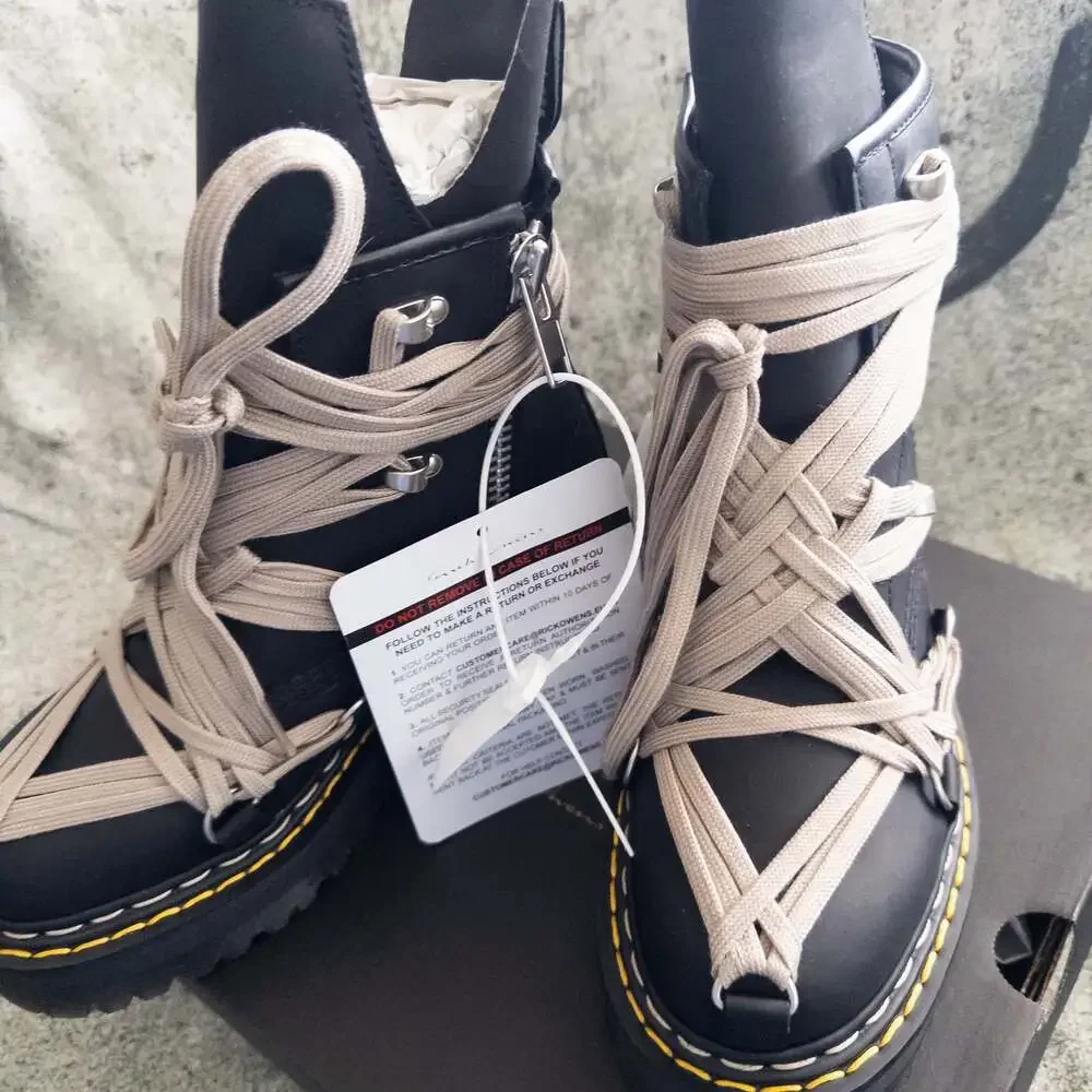 NIB Rick Owens x‎ Doc Martens 1460 Quad Sole Megalace Boot 'Black', DRKSHDW
